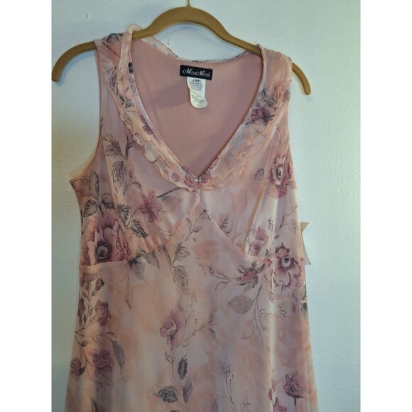 MEGHAN MATTHEWS Petal Pink Floral Baby Doll Midi Dress Sz 10 Fairy Romantic Y2K - Picture 5 of 7